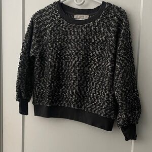 LOFT Women's Textured Black and White Sweater